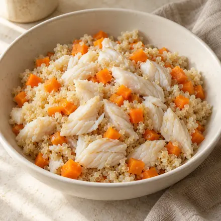 Tilápia com quinoa e cenoura Tilápia com quinoa e cenoura