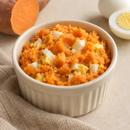 Purê de batata-doce com ovo Purê de batata-doce com ovo