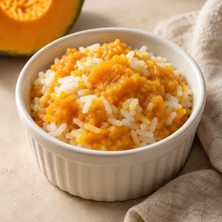 Colherada de arroz e abóbora Colherada de arroz e abóbora