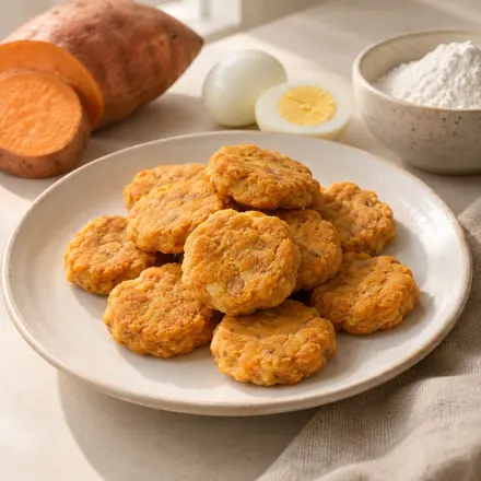 Bolinhinhas de batata-doce e ovo Bolinhinhas de batata-doce e ovo