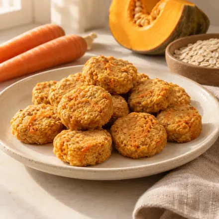 Biscoitinhos de cenoura e aveia Biscoitinhos de cenoura e aveia