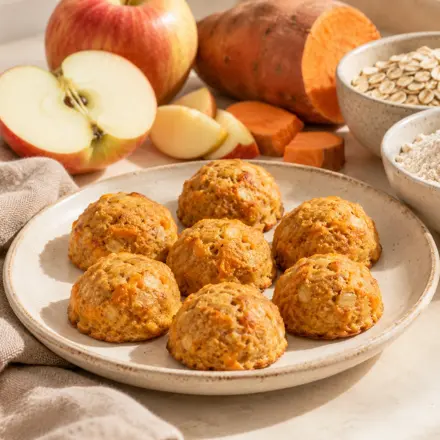 Mini bolinhos de maçã e batata-doce Mini bolinhos de maçã e batata-doce