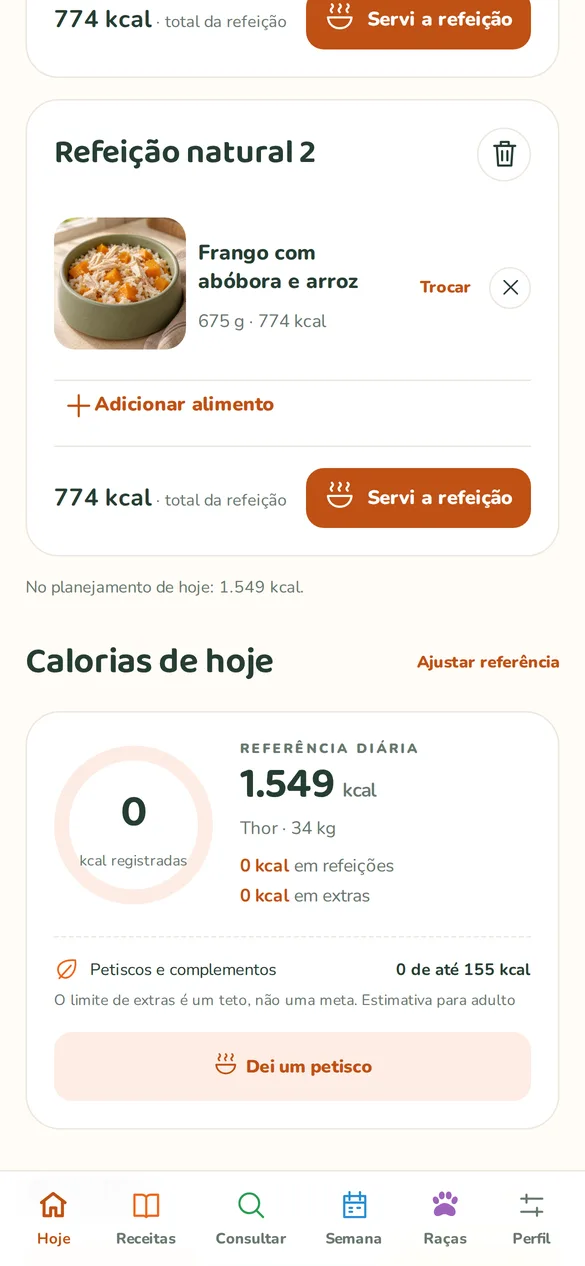 Calorias do dia
