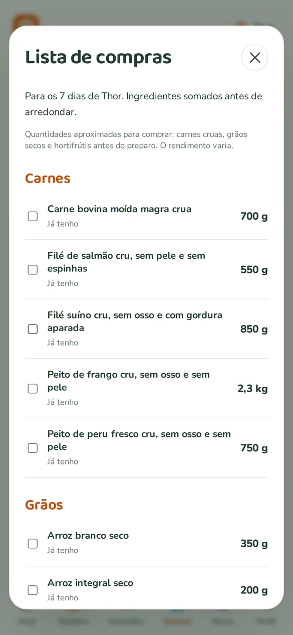 Tela do aplicativo: Lista de compras